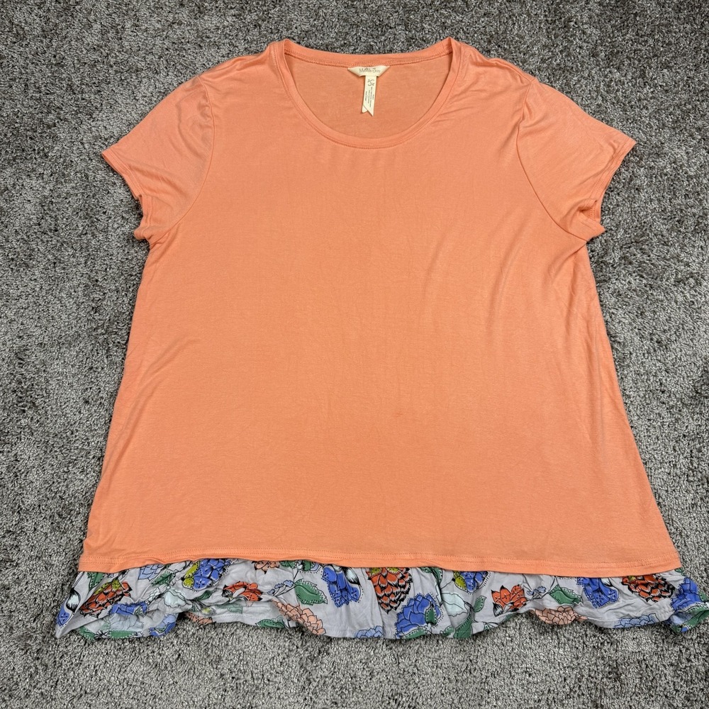 Matilda Jane Shirt Womens‎ Small Ruffle Hem Floral Layered Short Sleeve Top